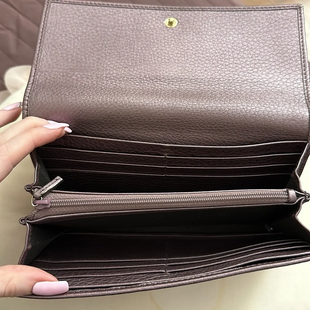 Gucci Plum Embossed Leather Continental Wallet